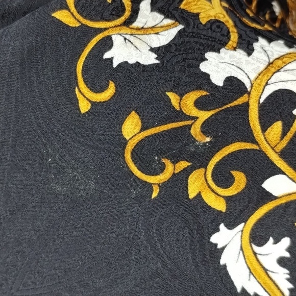 Adrianna Papell Silk Black Dress with Gold Leaf print size 12 Vintage - Picture 10 of 10